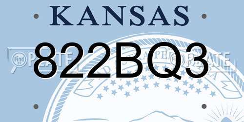 822BQ3 Kansas License Plate