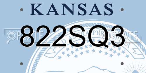 822SQ3 Kansas License Plate