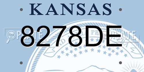 8278DE Kansas License Plate
