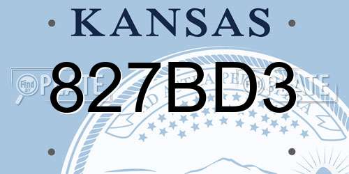 827BD3 Kansas License Plate