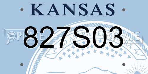 827S03 Kansas License Plate