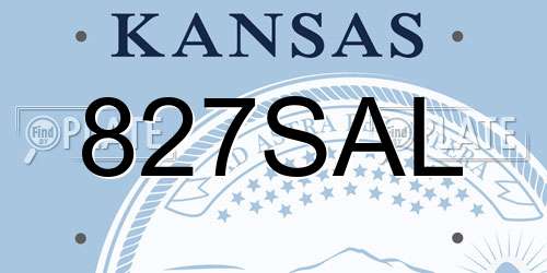 827SAL Kansas License Plate