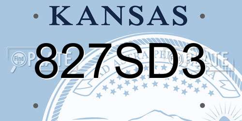 827SD3 Kansas License Plate