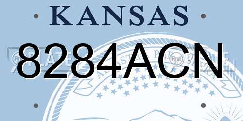 8284ACN Kansas License Plate
