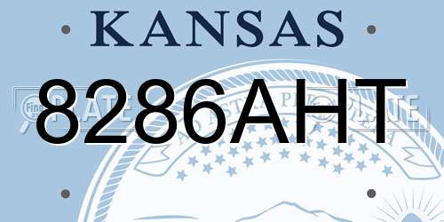 8286AHT Kansas License Plate