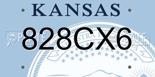 828CX6 Kansas License Plate