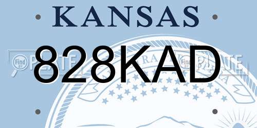 828KAD Kansas License Plate