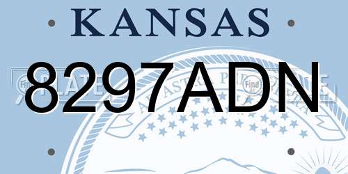 8297ADN Kansas License Plate