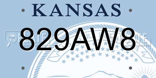 829AW8 Kansas License Plate