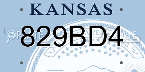 829BD4 Kansas License Plate