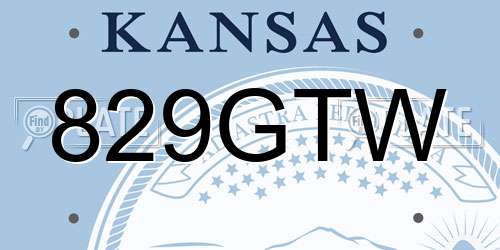 829GTW Kansas License Plate