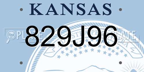 829J96 Kansas License Plate
