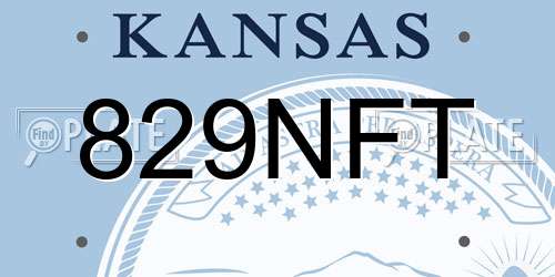 829NFT Kansas License Plate