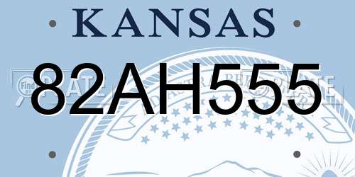 82AH555 Kansas License Plate