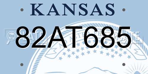 82AT685 Kansas License Plate