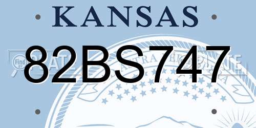 82BS747 Kansas License Plate