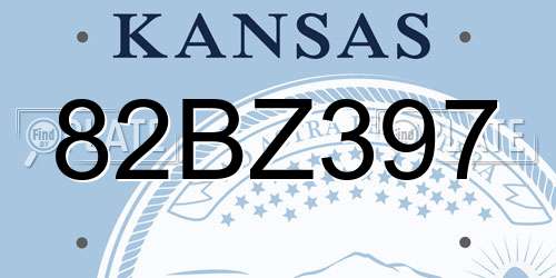82BZ397 Kansas License Plate