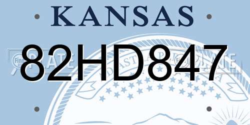 82HD847 Kansas License Plate
