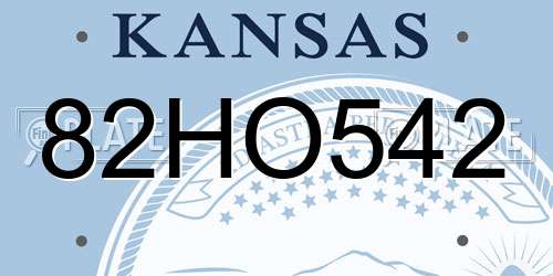 82HO542 Kansas License Plate