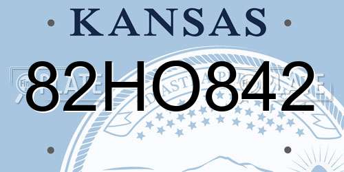 82HO842 Kansas License Plate