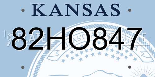 82HO847 Kansas License Plate