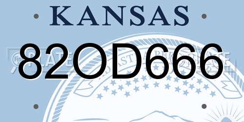 82OD666 Kansas License Plate