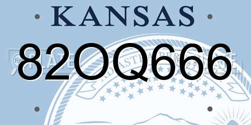 82OQ666 Kansas License Plate