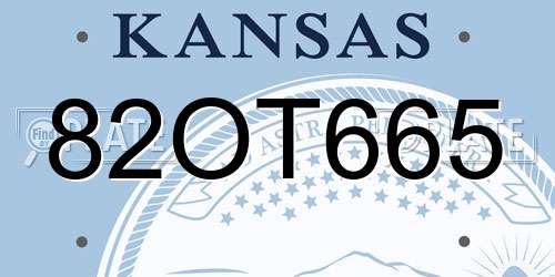 82OT665 Kansas License Plate