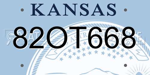 82OT668 Kansas License Plate