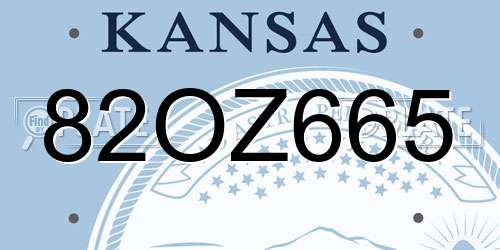 82OZ665 Kansas License Plate