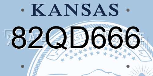 82QD666 Kansas License Plate