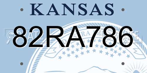 82RA786 Kansas License Plate