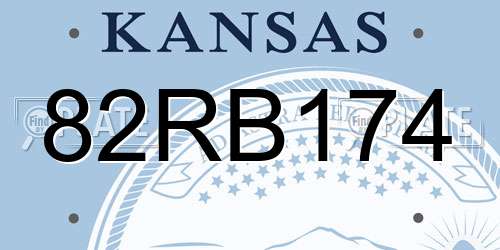 82RB174 Kansas License Plate