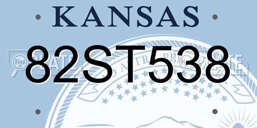82ST538 Kansas License Plate