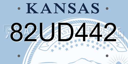 82UD442 Kansas License Plate