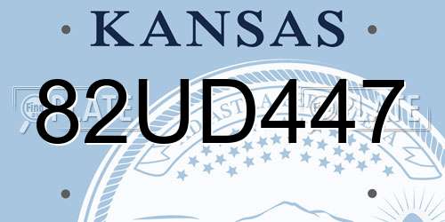 82UD447 Kansas License Plate