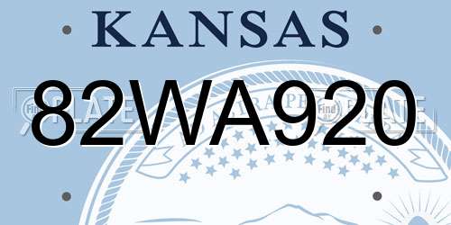 82WA920 Kansas License Plate