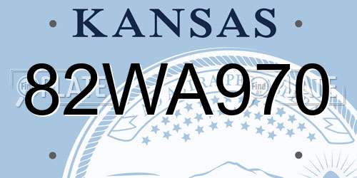 82WA970 Kansas License Plate