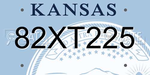 82XT225 Kansas License Plate