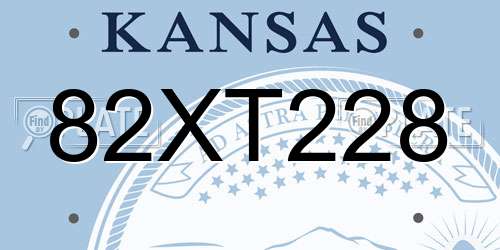 82XT228 Kansas License Plate