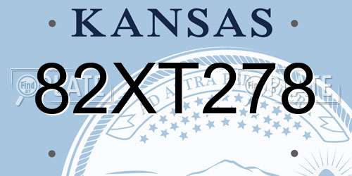 82XT278 Kansas License Plate