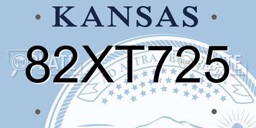 82XT725 Kansas License Plate