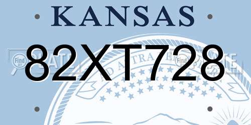 82XT728 Kansas License Plate