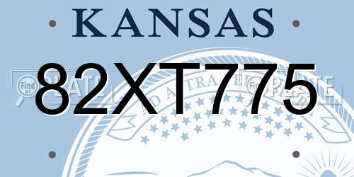 82XT775 Kansas License Plate