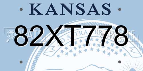 82XT778 Kansas License Plate