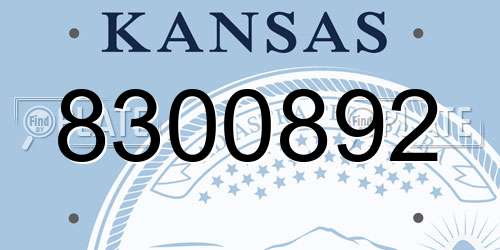 8300892 Kansas License Plate