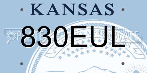 830EUL Kansas License Plate