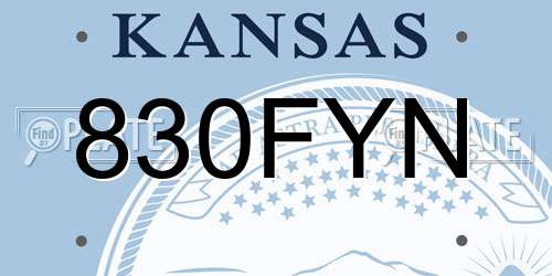 830FYN Kansas License Plate