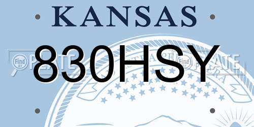 830HSY Kansas License Plate