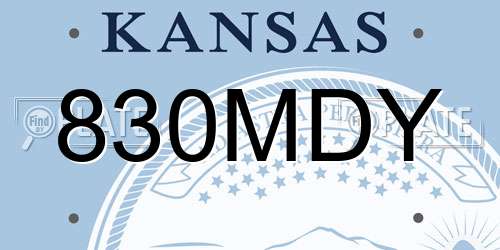 830MDY Kansas License Plate